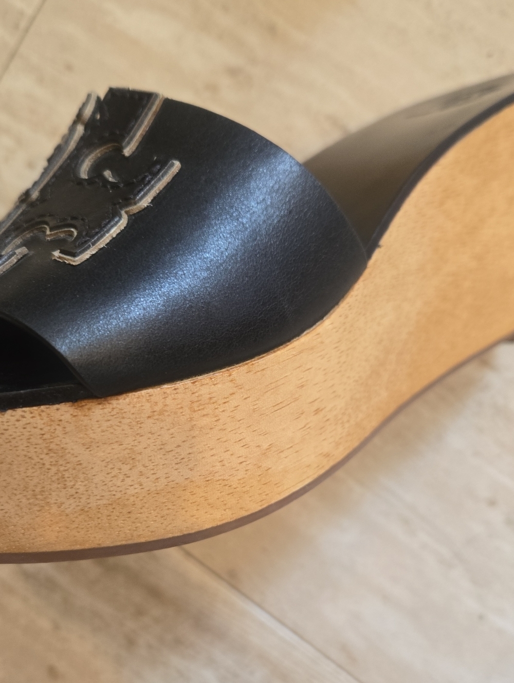 Tory Burch Ines Wooden Wedge Platform Leather Sandals - Picture 5 of 12